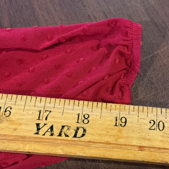 Maurice’s‎ M Red Wrap Blouse Sheer Swiss Dot Sleeves Romantic Holiday Coquette - Picture 8 of 11